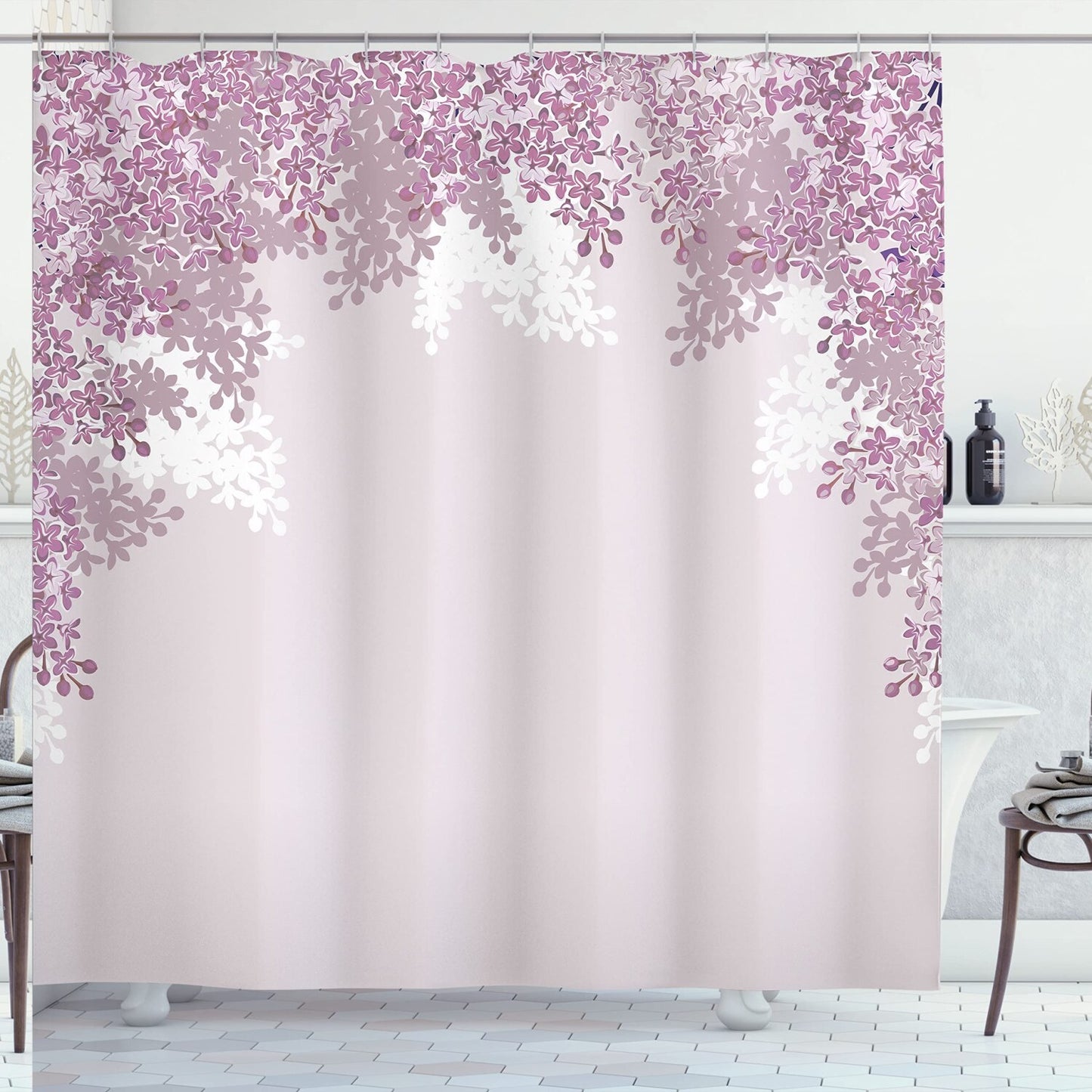 Flower Shower Curtain with Lilac Flowers, 69" x 70"