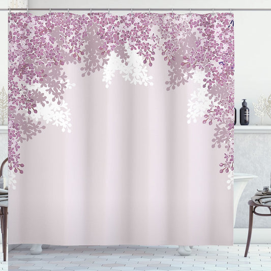 Flower Shower Curtain with Lilac Flowers, 69" x 70"