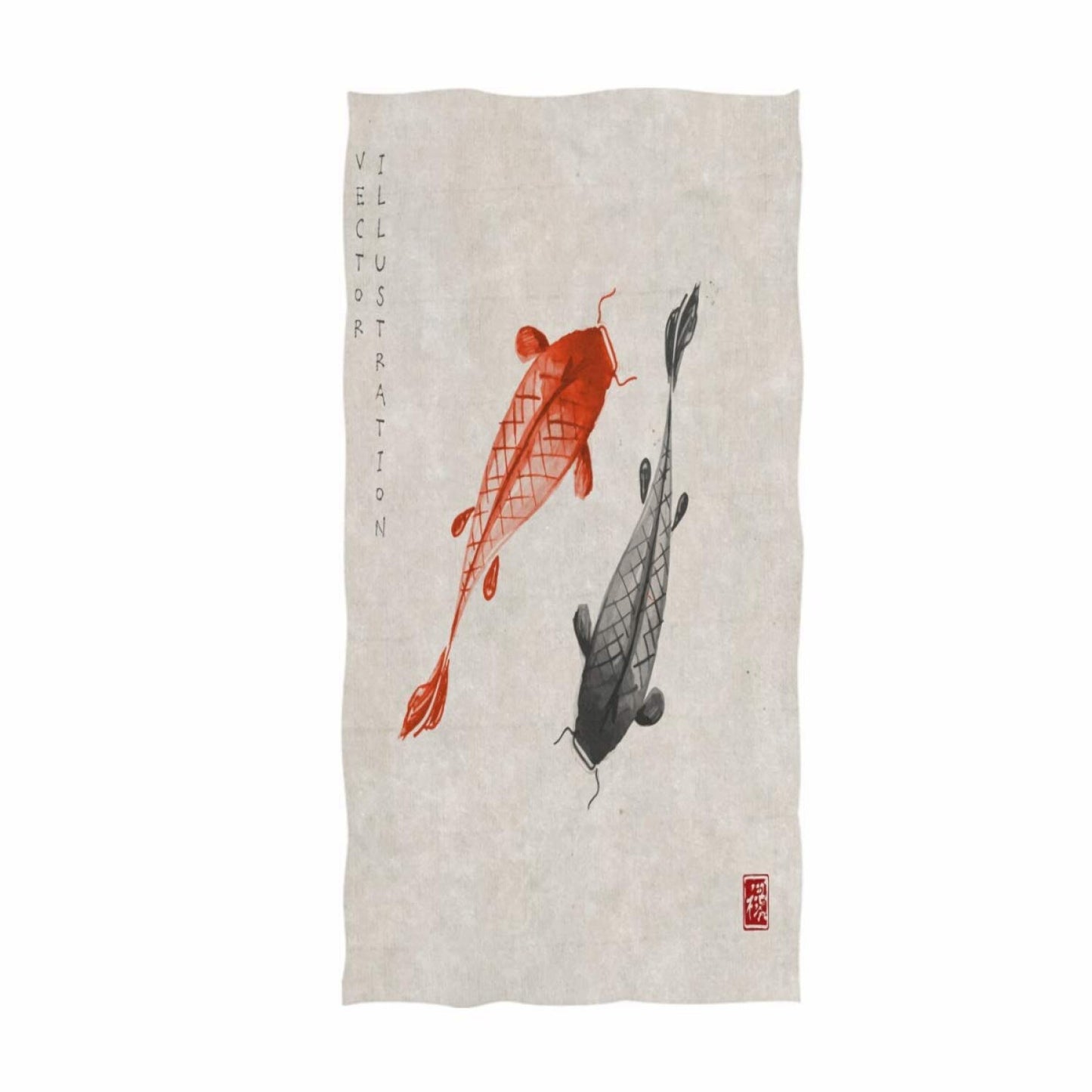 Red and Black Koi Carps Hand Towel 16" x 30"