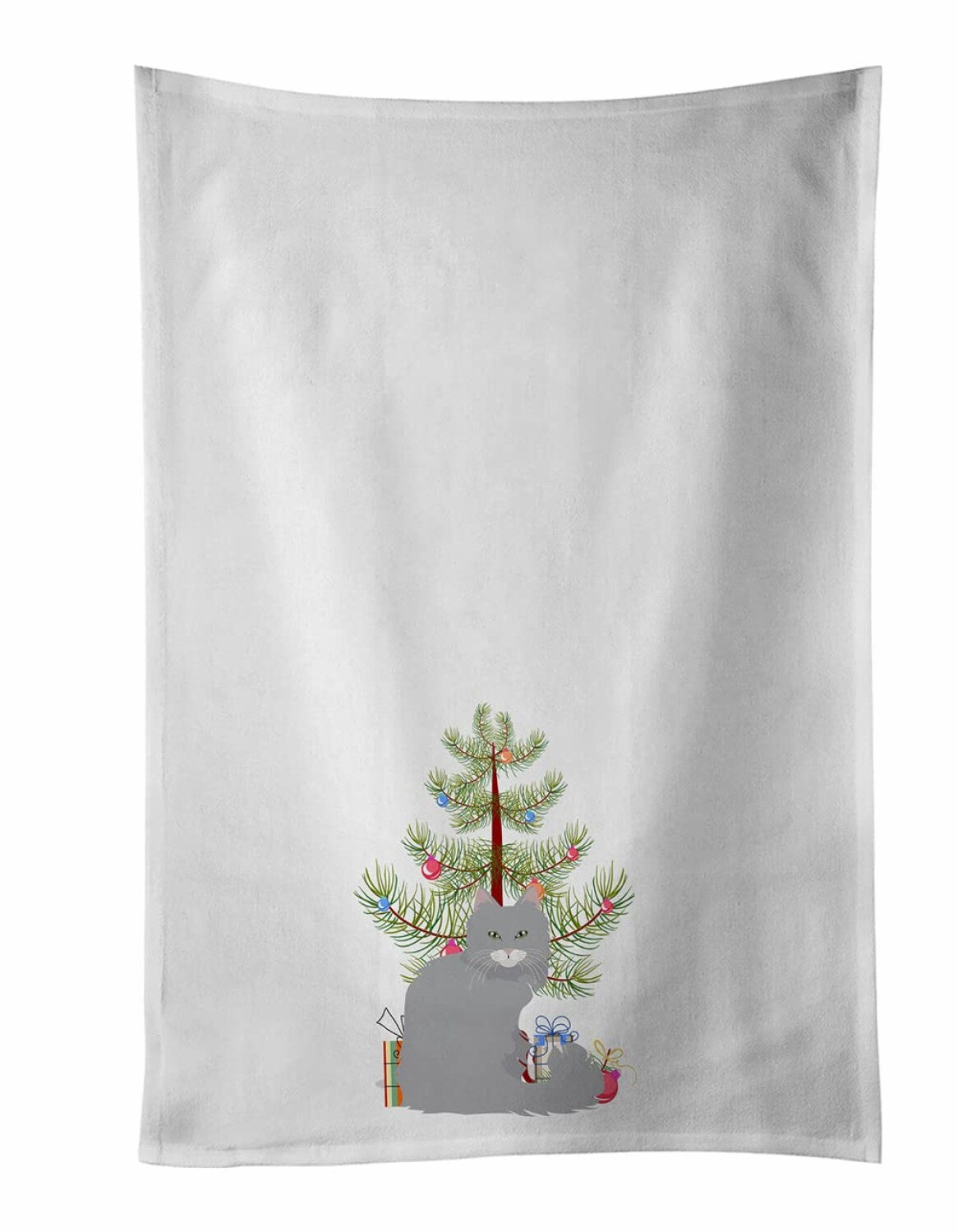 Norwegian Forest Cat White Kitchen Towel Set 2