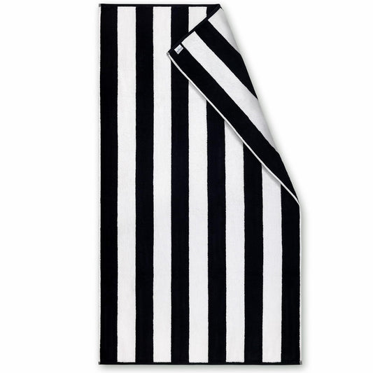 Black Cabana Stripe Oversized Beach Towel 40x72 Inch