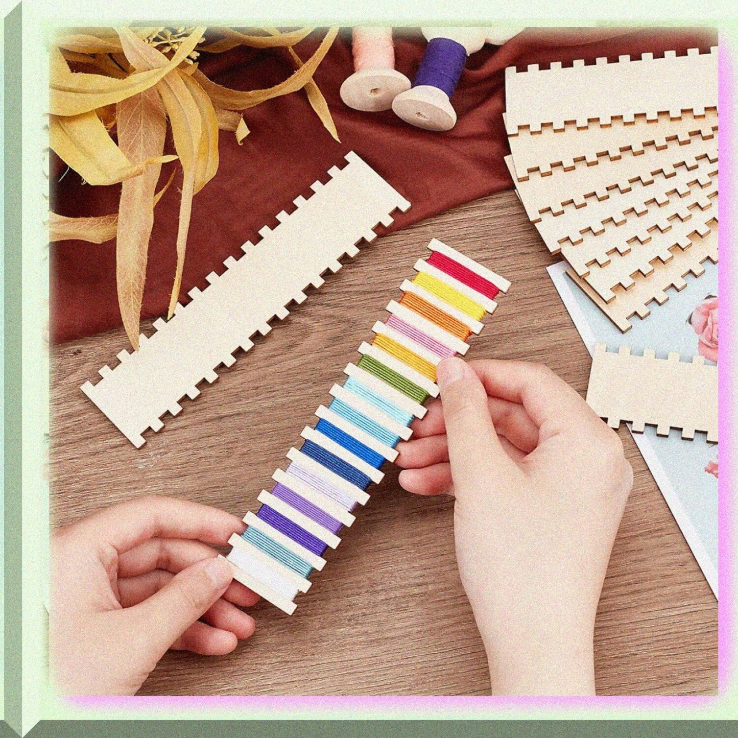 10PCS Wooden Thread Organizer with 15 Slots