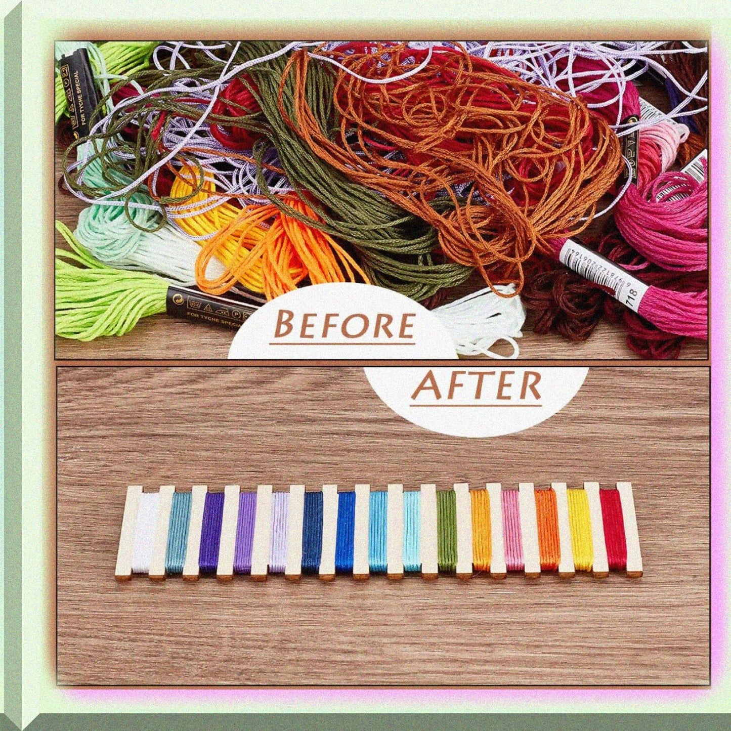 10PCS Wooden Thread Organizer with 15 Slots