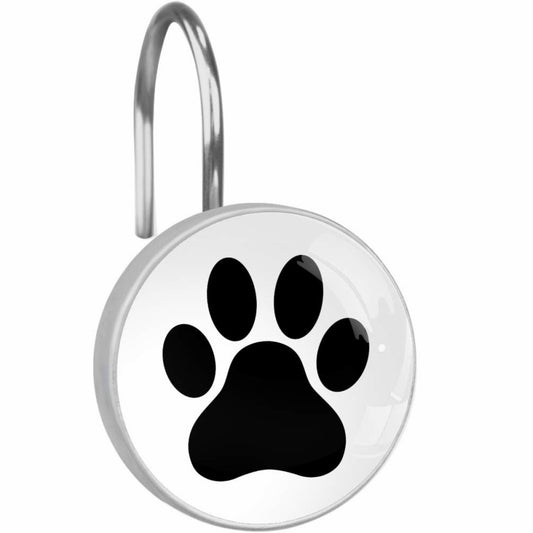 Dog Paw Print Crystal Shower Curtain Hooks 12 pcs