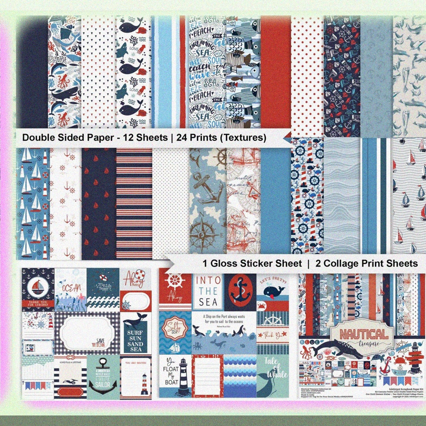 Nautical Treasure Double-Sided Scrapbook Paper Kit 12"x12"