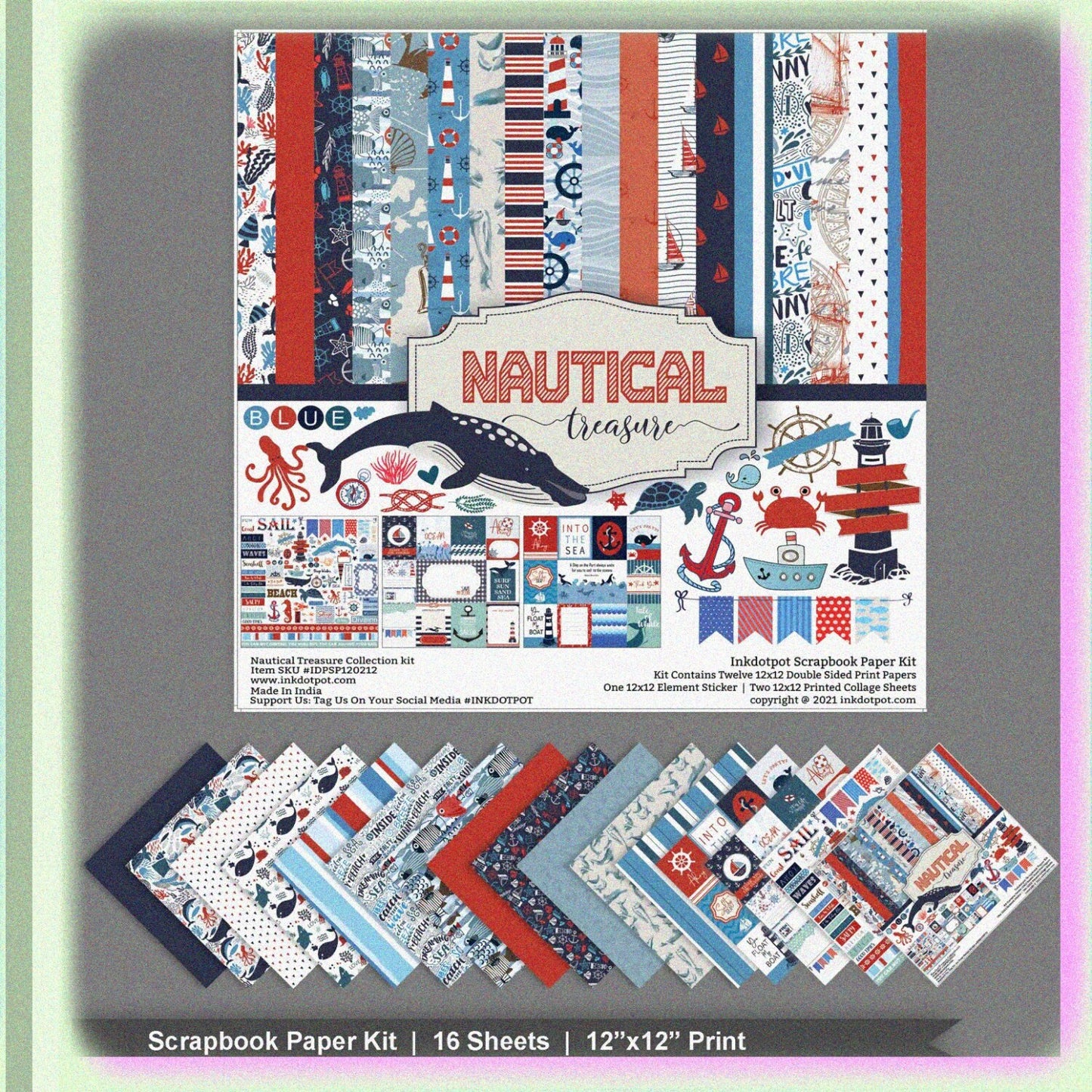 Nautical Treasure Double-Sided Scrapbook Paper Kit 12"x12"