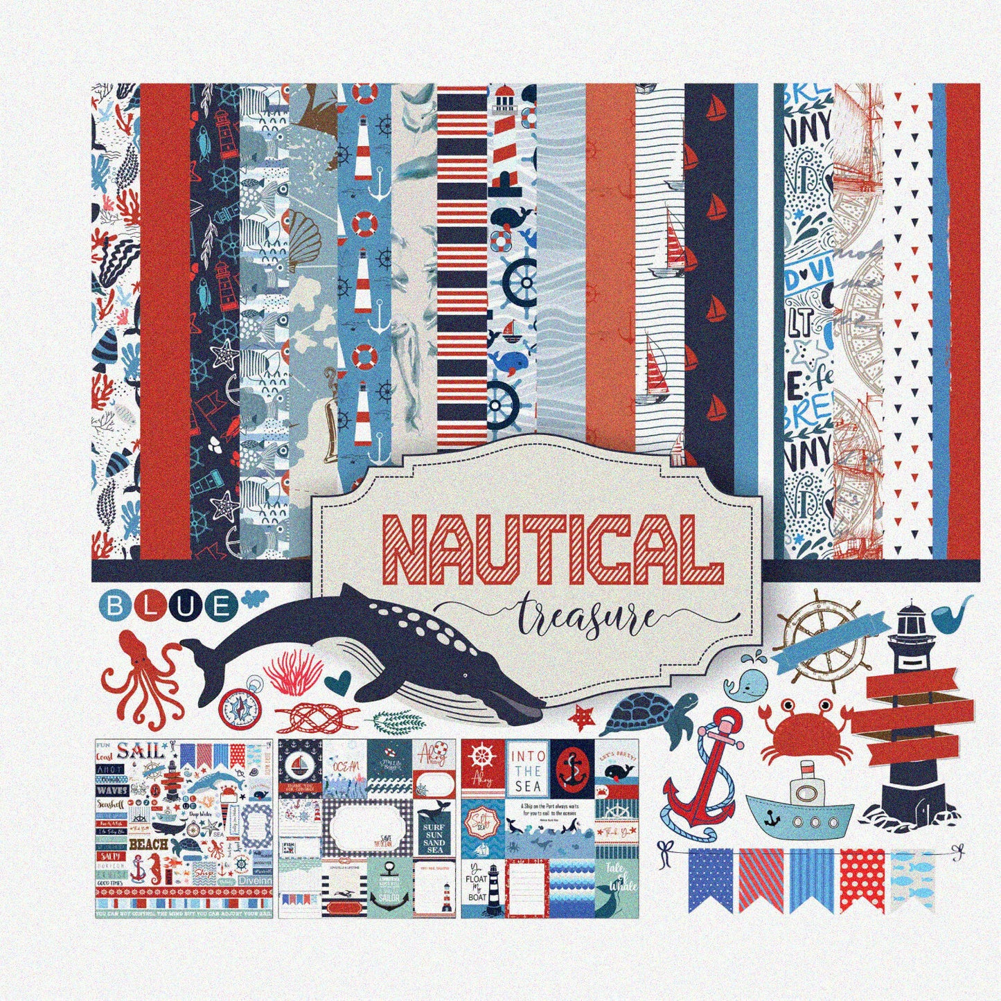 Nautical Treasure Double-Sided Scrapbook Paper Kit 12"x12"