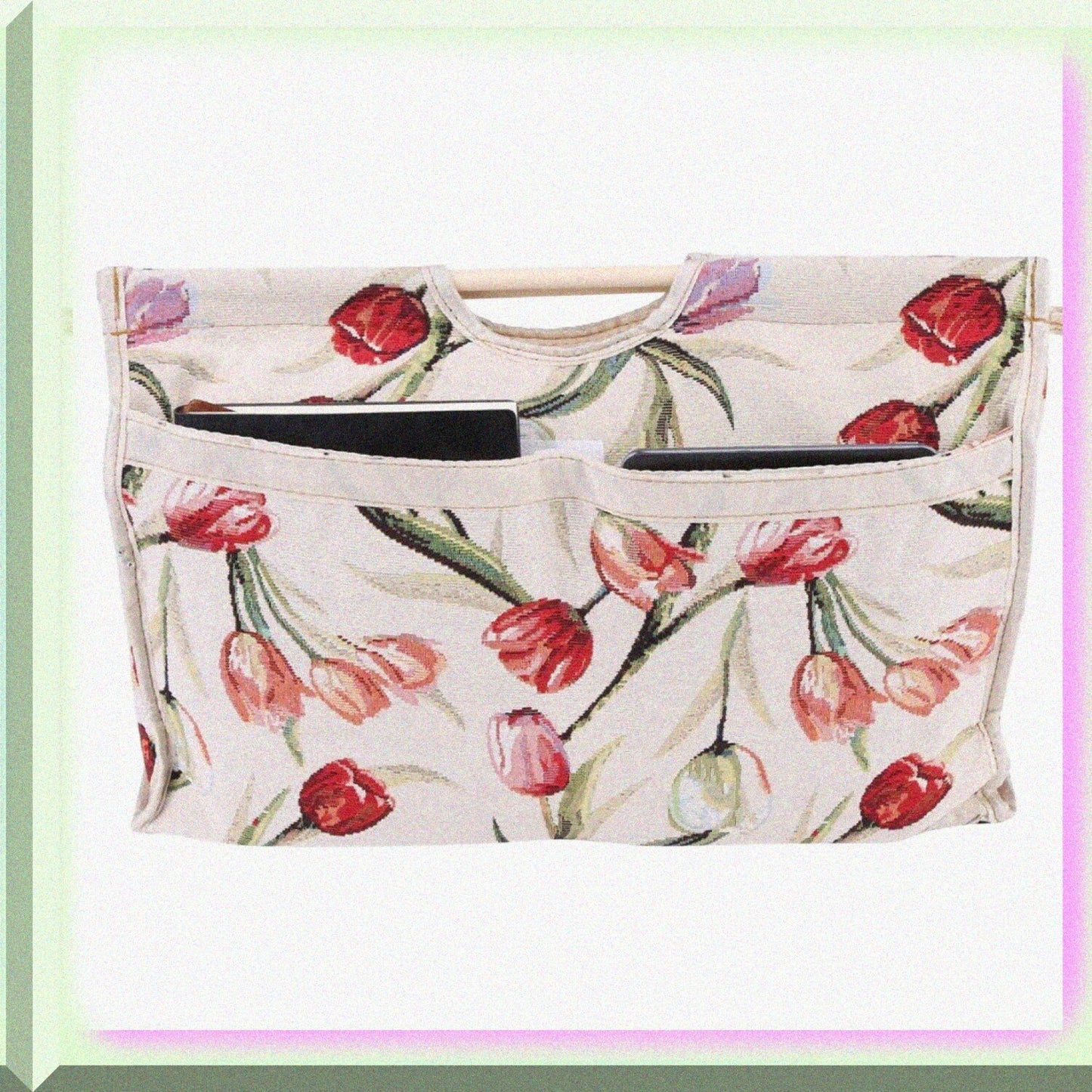 Knitting Storage Bag with Wooden Handle