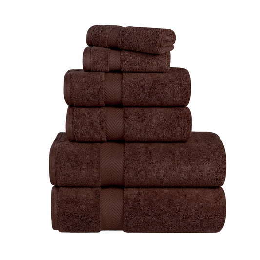 Zero Twist Cotton Bathroom Towel Set 6 Pieces Espresso