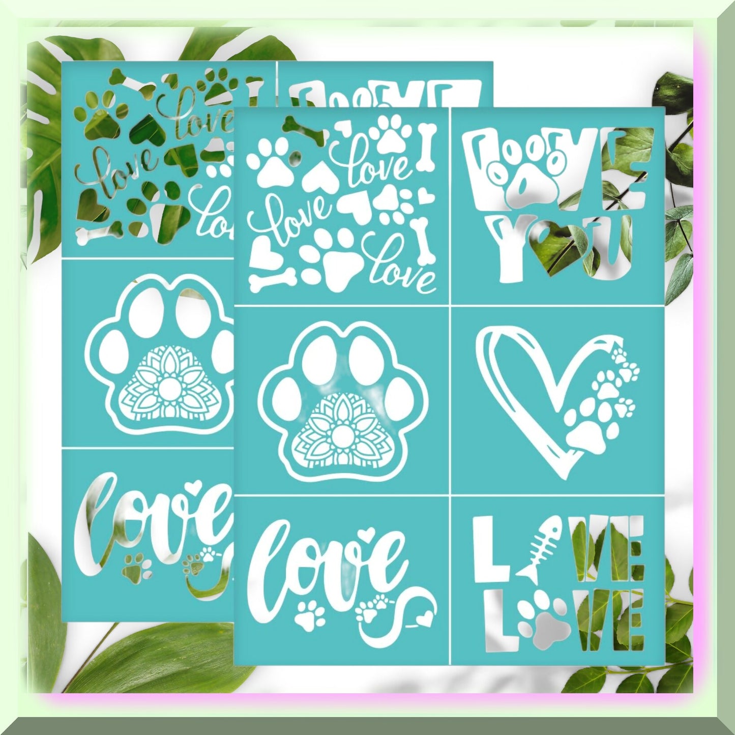2 Self-Adhesive Silk Screen Stencils for Pet Lovers