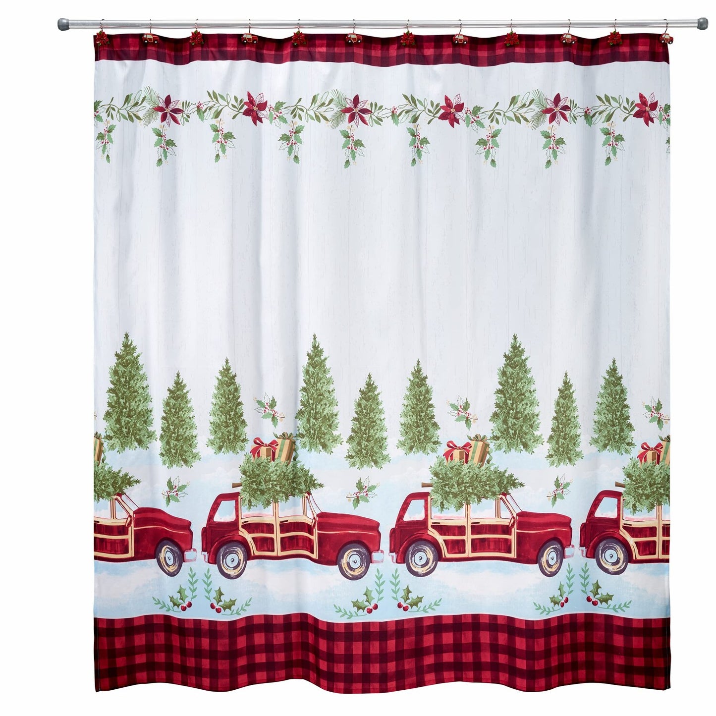 Woody Wagon Holiday Shower Curtain 72x72