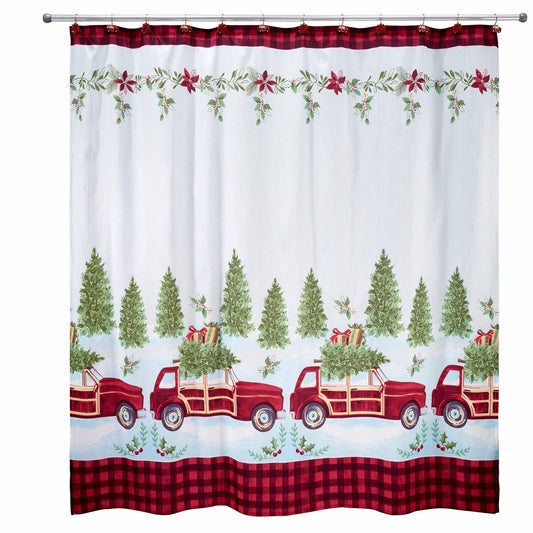 Woody Wagon Holiday Shower Curtain 72x72