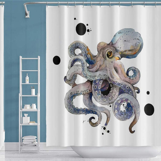 48x72in Colorful Octopus Shower Curtain with Hooks