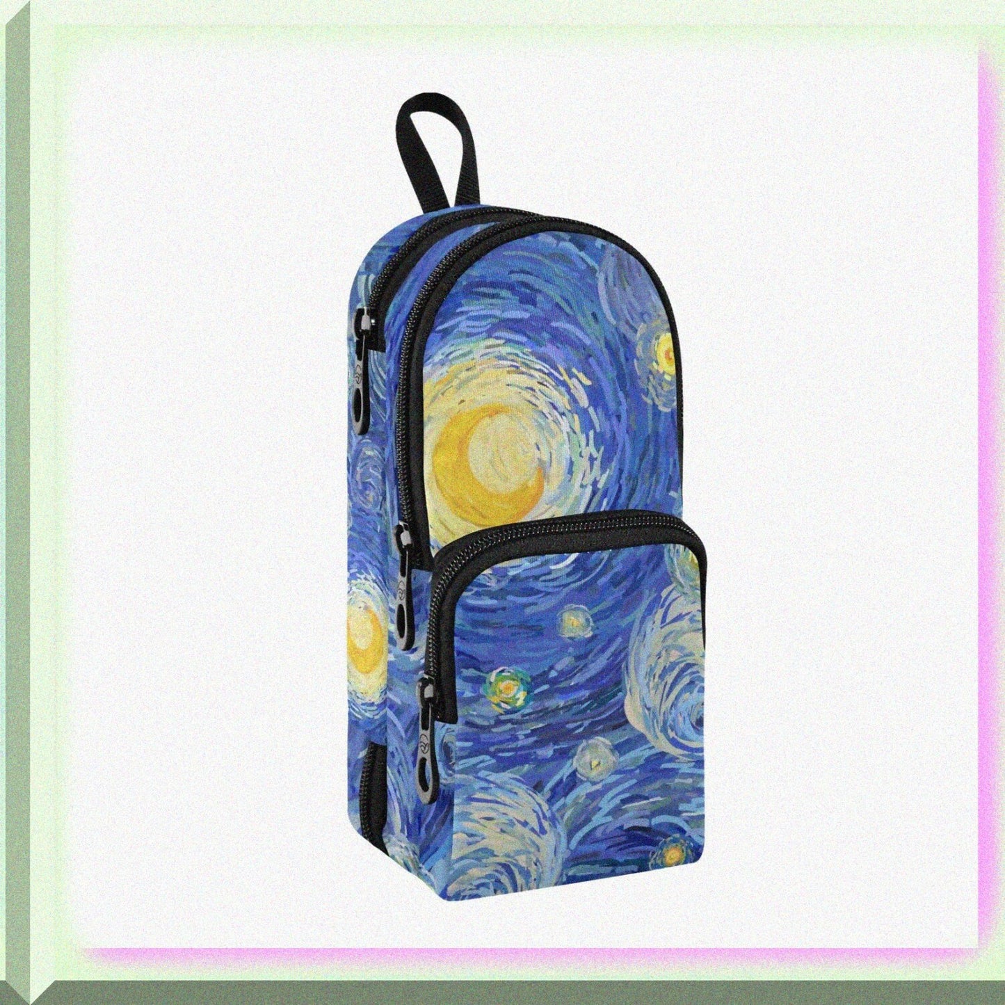 Large Capacity Canvas Pencil Case with Van Gogh Design