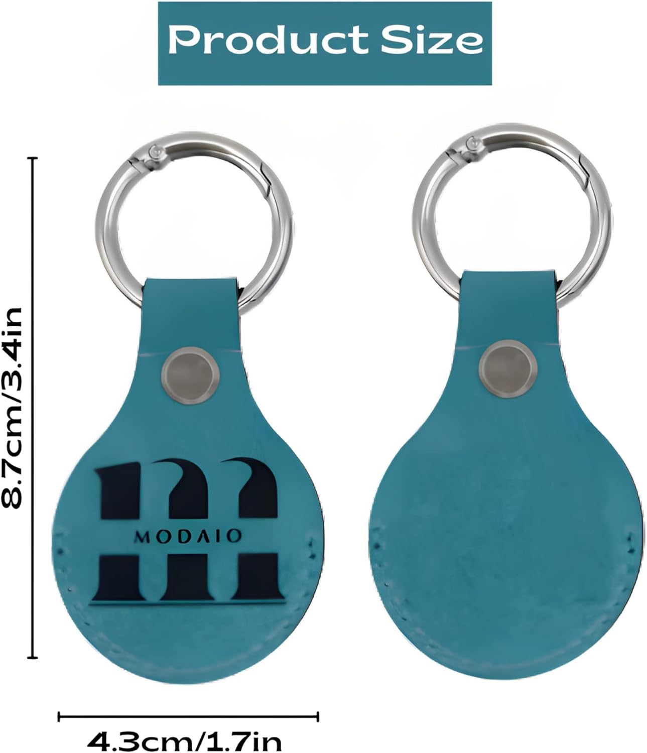 MODAIO-Leather Case Cover Compatible with Apple AirTag, Includes Key Ring and Mini-Ring Opener for Pets, Keys, Luggage, Backpacks – [1 Pack, Sky Blue]