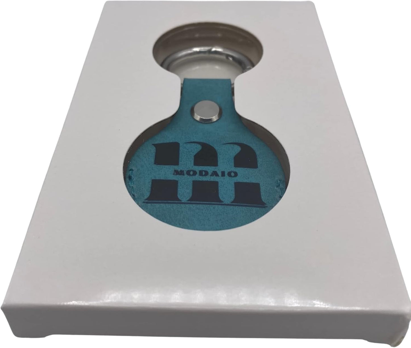 MODAIO-Leather Case Cover Compatible with Apple AirTag, Includes Key Ring and Mini-Ring Opener for Pets, Keys, Luggage, Backpacks – [1 Pack, Sky Blue]