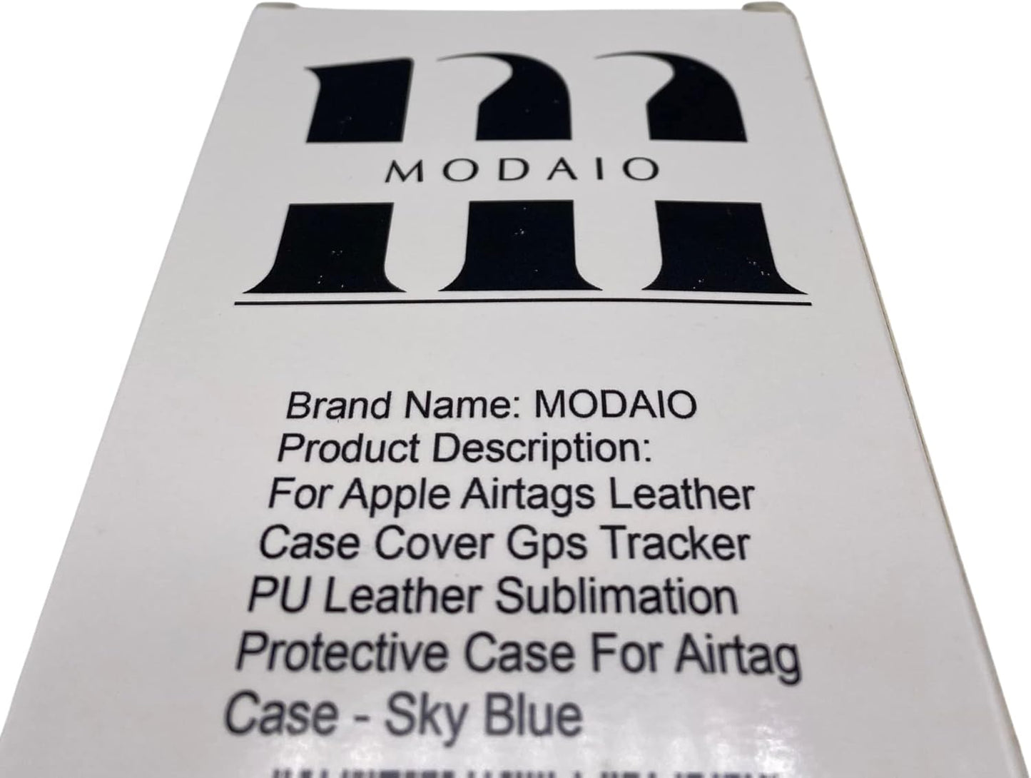 MODAIO-Leather Case Cover Compatible with Apple AirTag, Includes Key Ring and Mini-Ring Opener for Pets, Keys, Luggage, Backpacks – [1 Pack, Sky Blue]