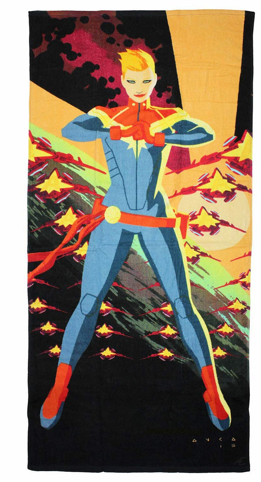 Captain Marvel Power Pose Beach Towel 59" x 29"
