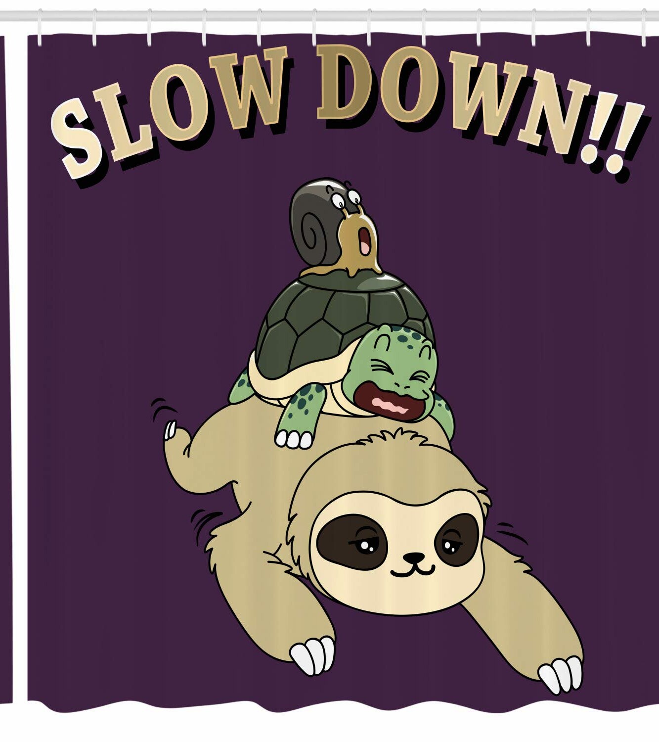 Sloth Cartoon Shower Curtain 105" Fabric Bathroom Decor