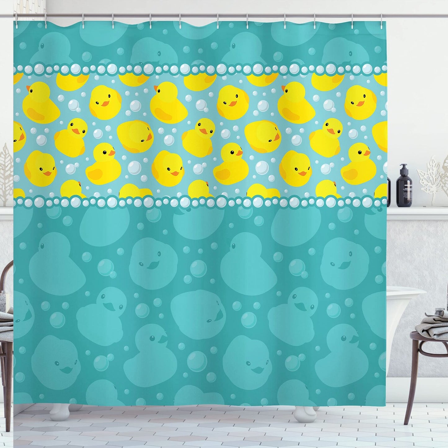 Rubber Duck Cartoon Shower Curtain 69x70 inches