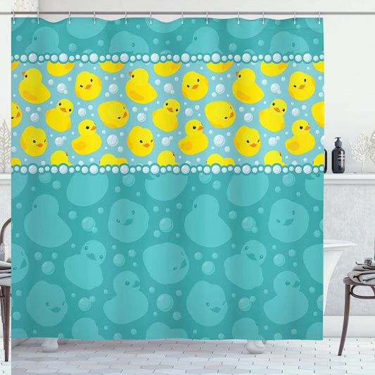 Rubber Duck Cartoon Shower Curtain 69x70 inches