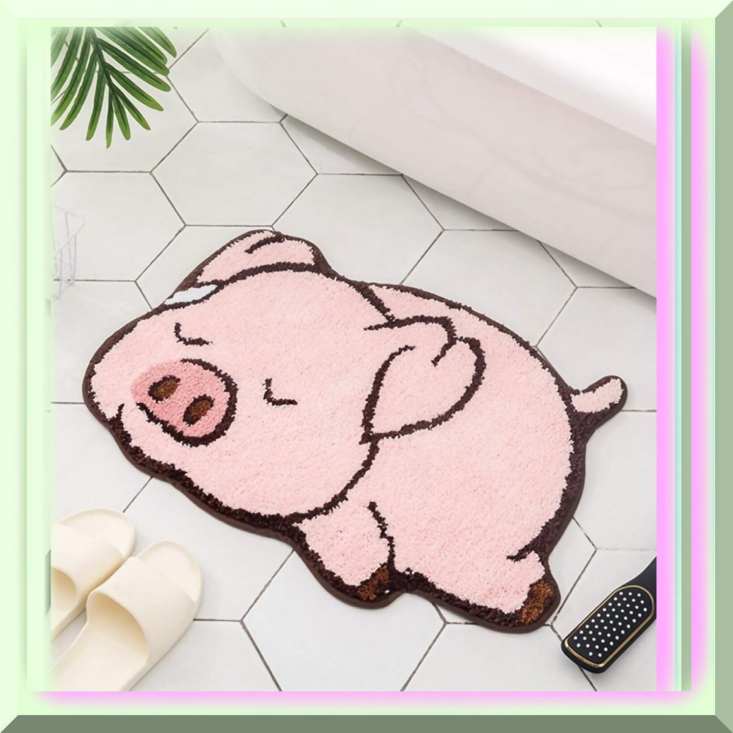 Pink Pig Cartoon Animal Shaped Bath Mat
