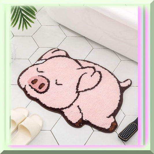 Pink Pig Cartoon Animal Shaped Bath Mat