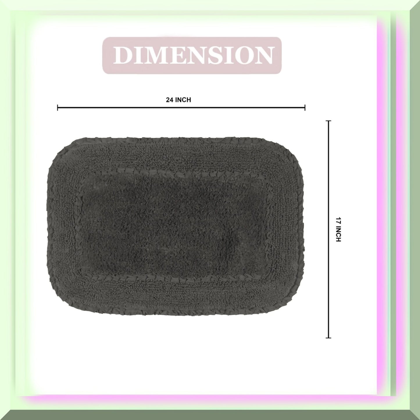Radiant Collection Cotton Bathroom Rugs Set 17"x24" Gray