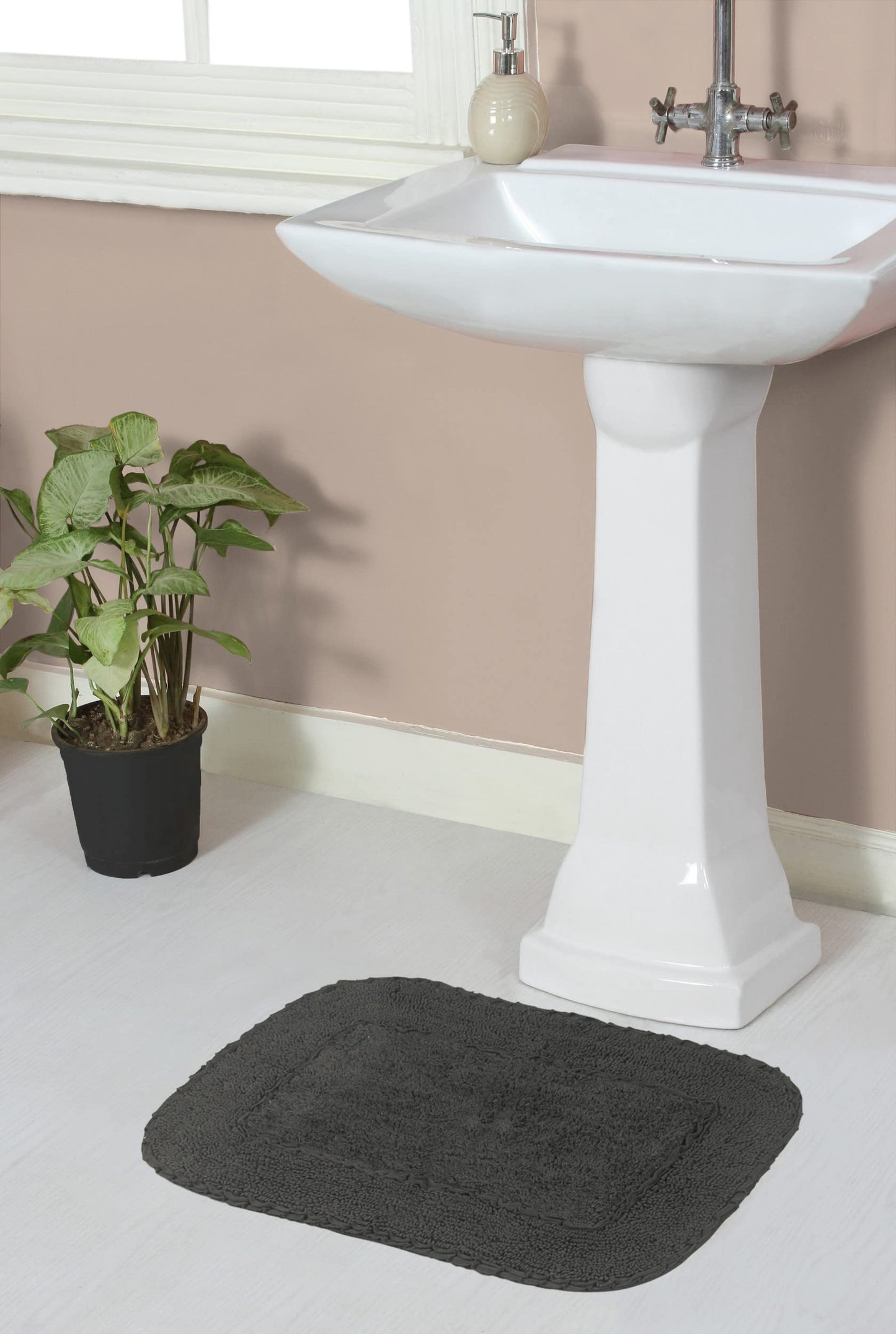 Radiant Collection Cotton Bathroom Rugs Set 17"x24" Gray