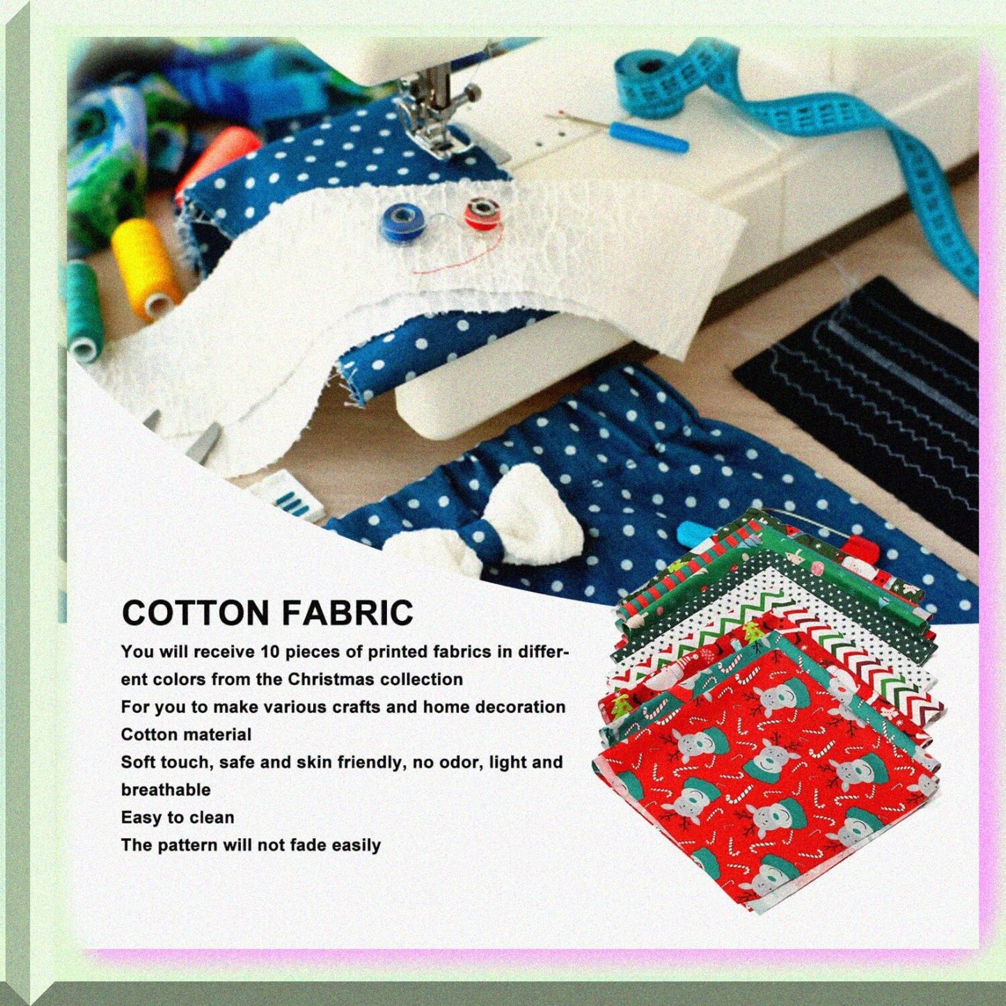 10 Pieces Multi-Color Cotton Fabric Squares 20x20 Inches