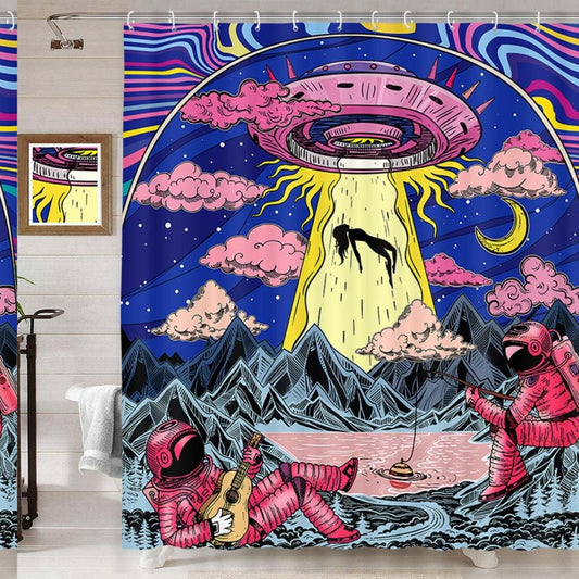 UFO Shower Curtain Purple 69x70 Inch