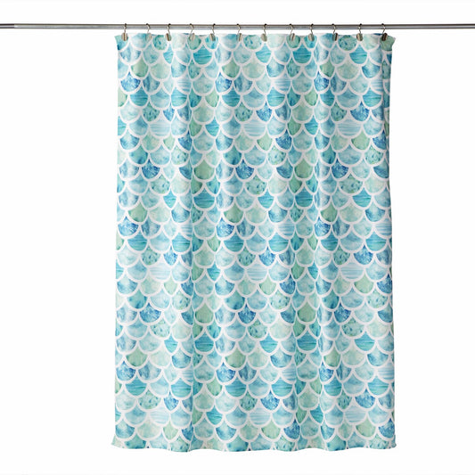 Ocean Watercolor Scales Shower Curtain 70x72 Multicolored
