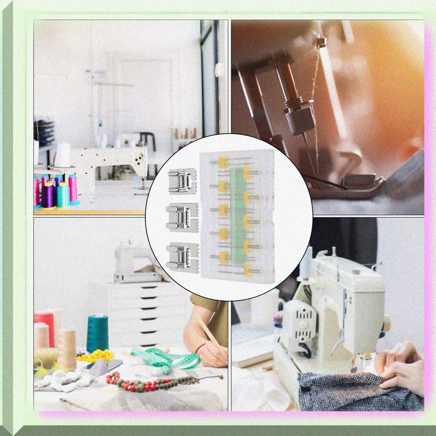 10 Twin Needles Sewing Machine Needle Set with 3 Presser Feet