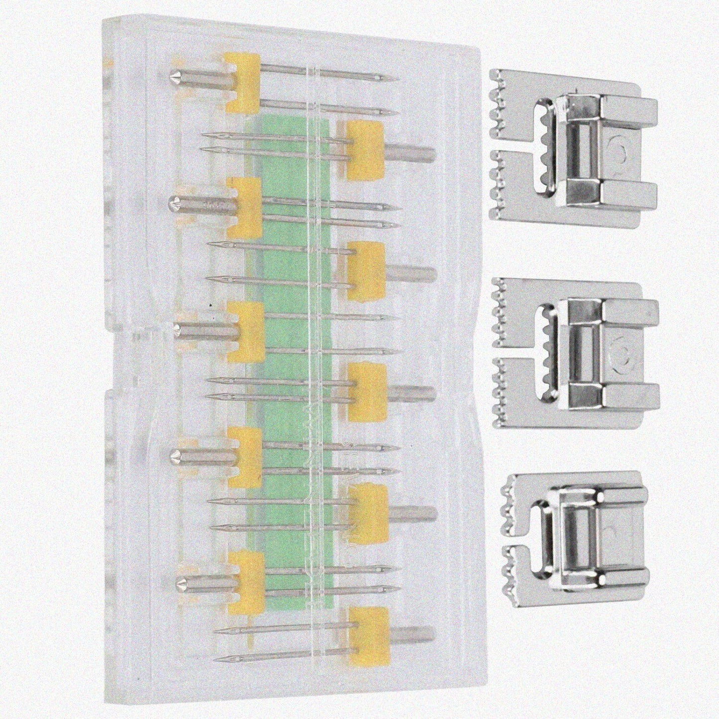 10 Twin Needles Sewing Machine Needle Set with 3 Presser Feet