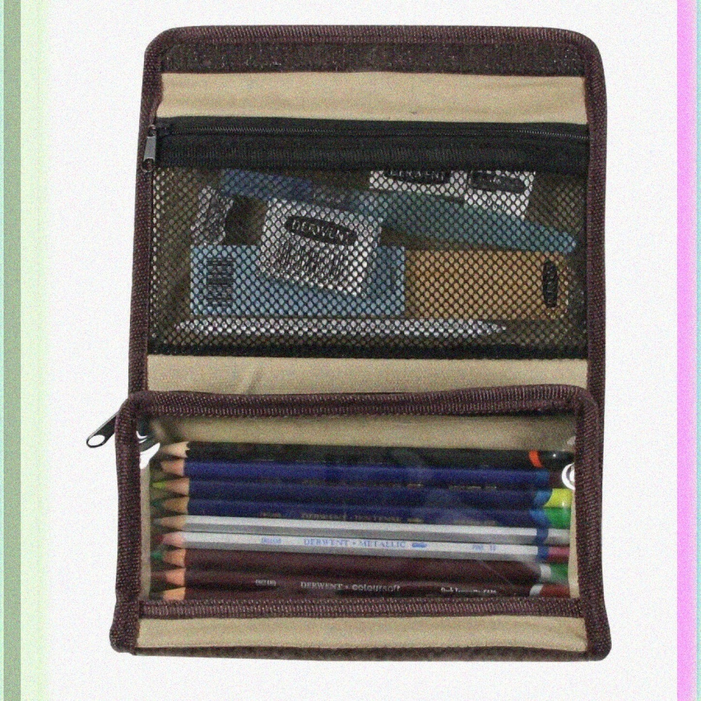 Canvas Pencil Case Brown 4-inch