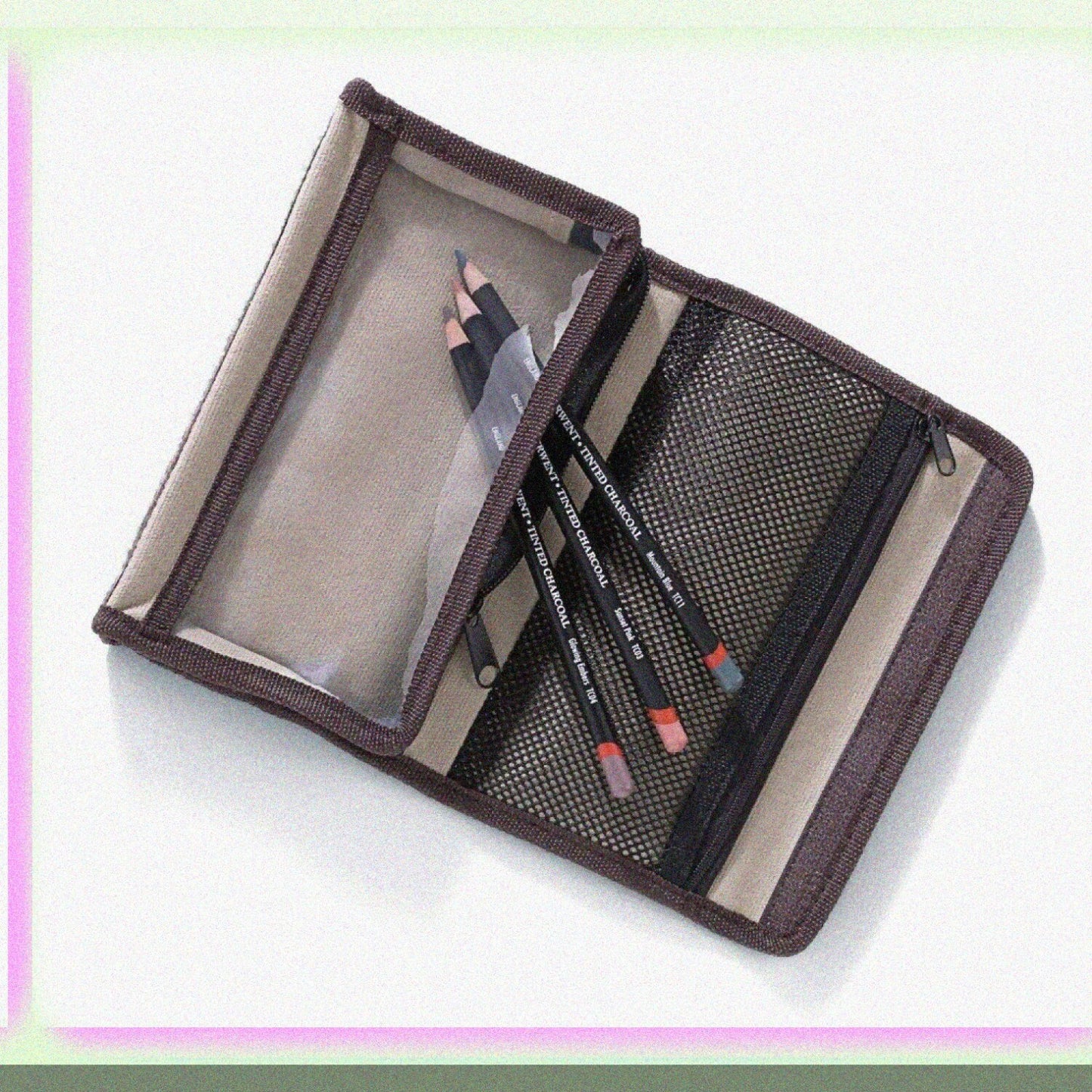 Canvas Pencil Case Brown 4-inch