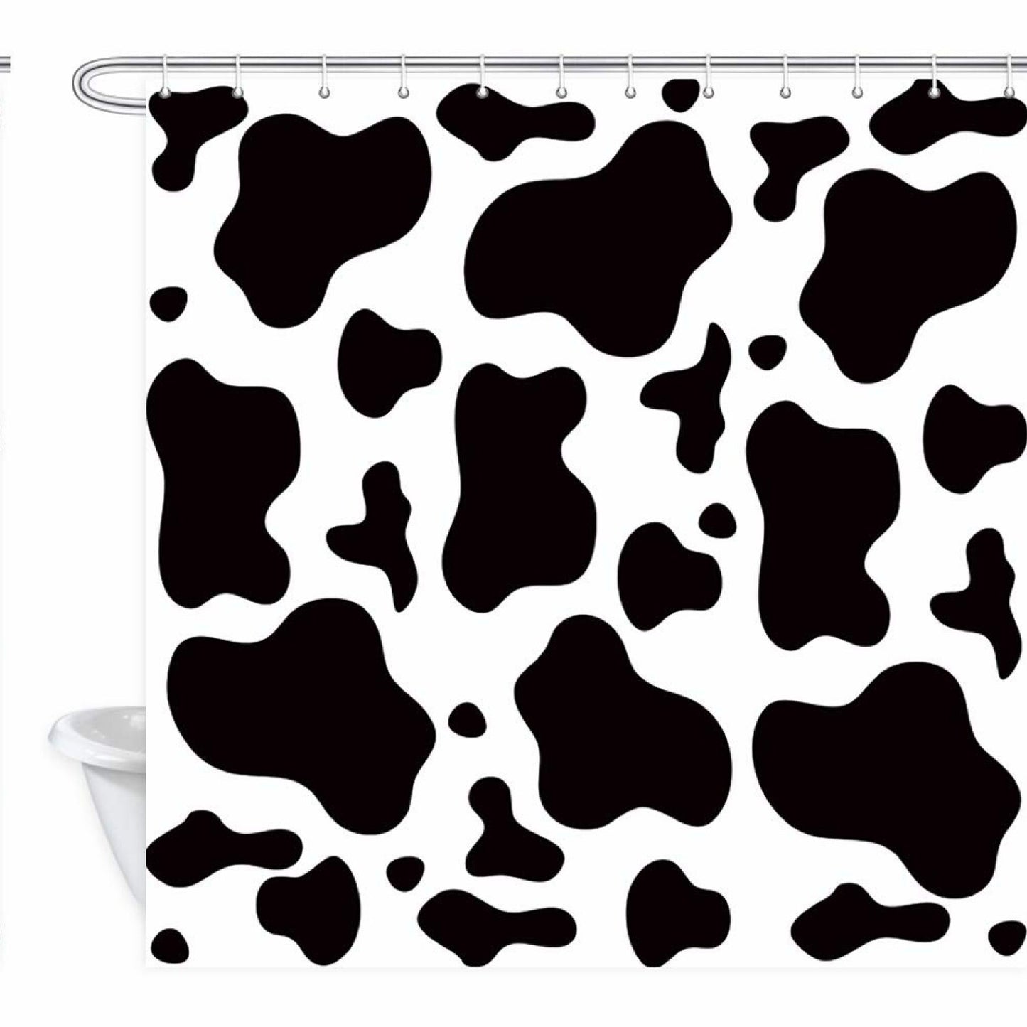 Farm Animal Shower Curtain Black and White Cow Pattern 69x70 Inches