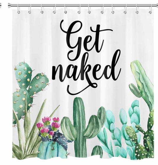 Get Naked Cactus Shower Curtain Set 72x72 inch Polyester