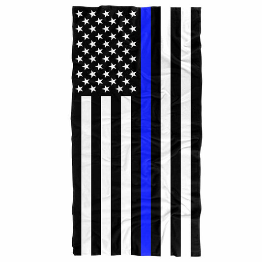 Thin Blue Line Flag Beach Towel 30" x 60"
