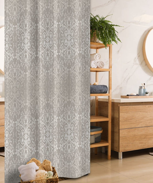 Grey Victorian Lace Flowers Shower Curtain 36x72