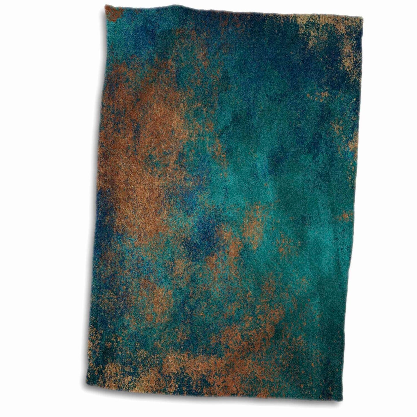 Teal Copper Abstract Hand Towel 15x22
