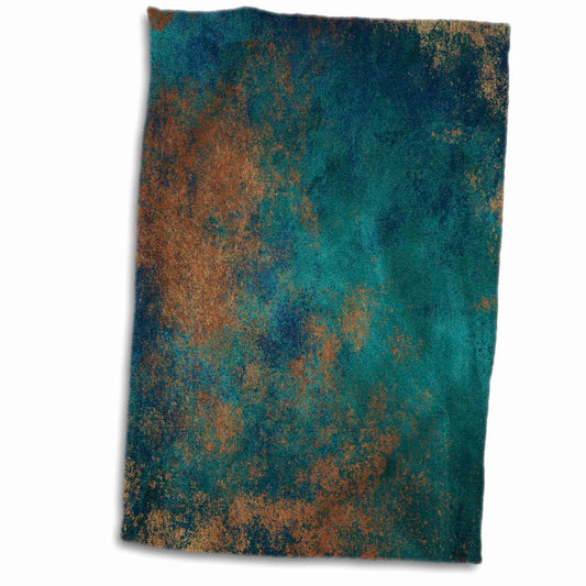 Teal Copper Abstract Hand Towel 15x22