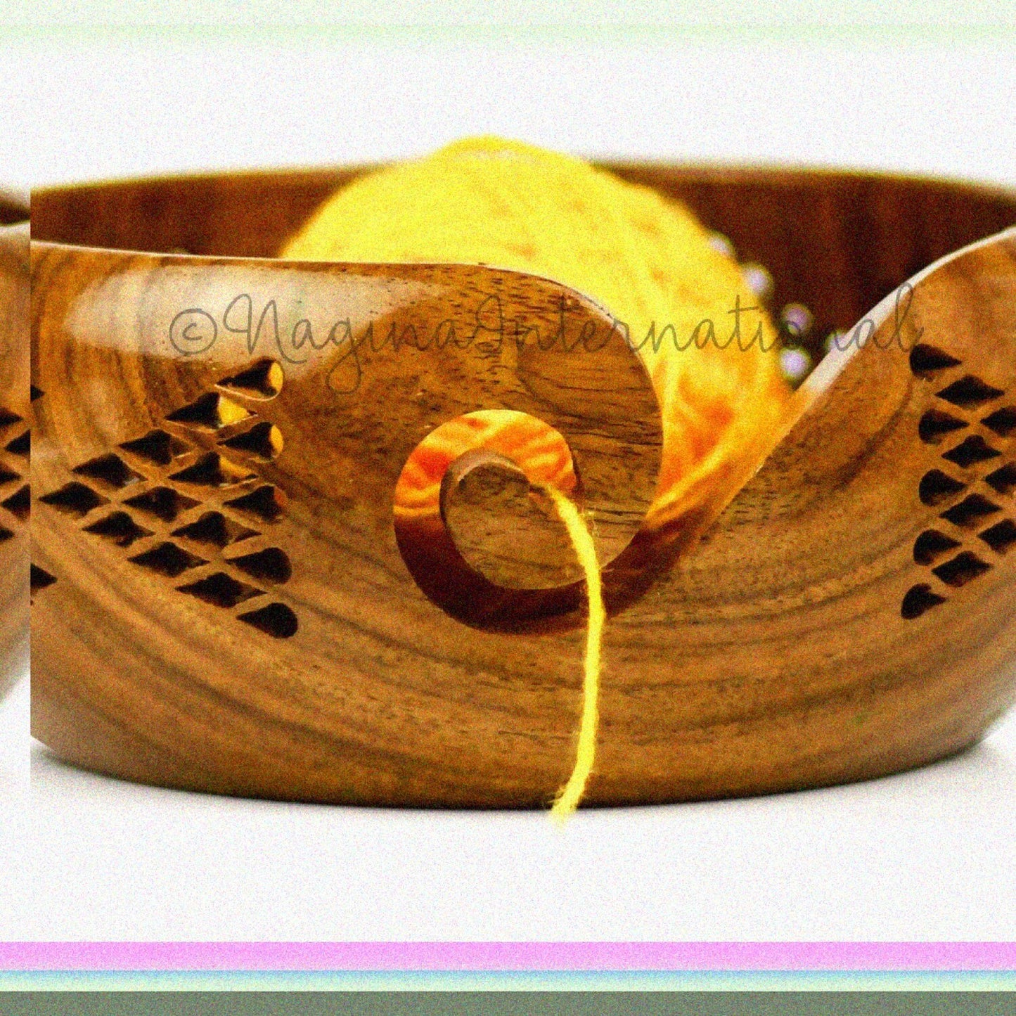 Handcrafted Rosewood Yarn Storage Bowl 6x6x3 Inches
