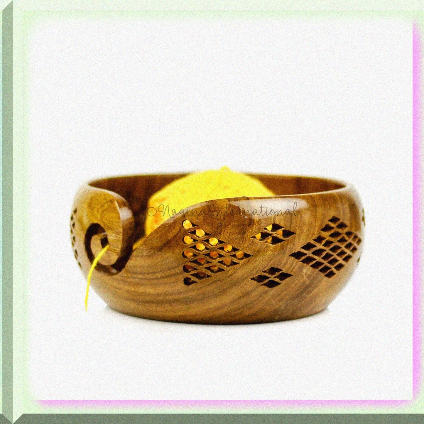 Handcrafted Rosewood Yarn Storage Bowl 6x6x3 Inches