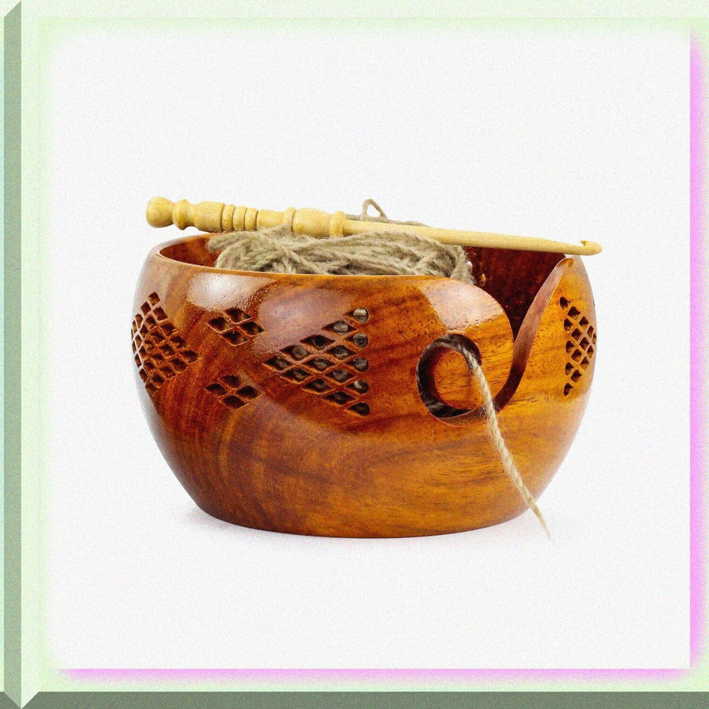Handcrafted Rosewood Yarn Storage Bowl 6x6x3 Inches