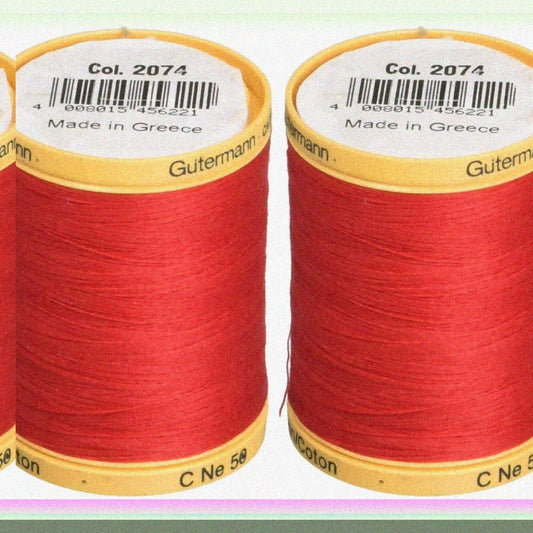 2-Pack Natural Cotton Thread Solids 876 Yards Red