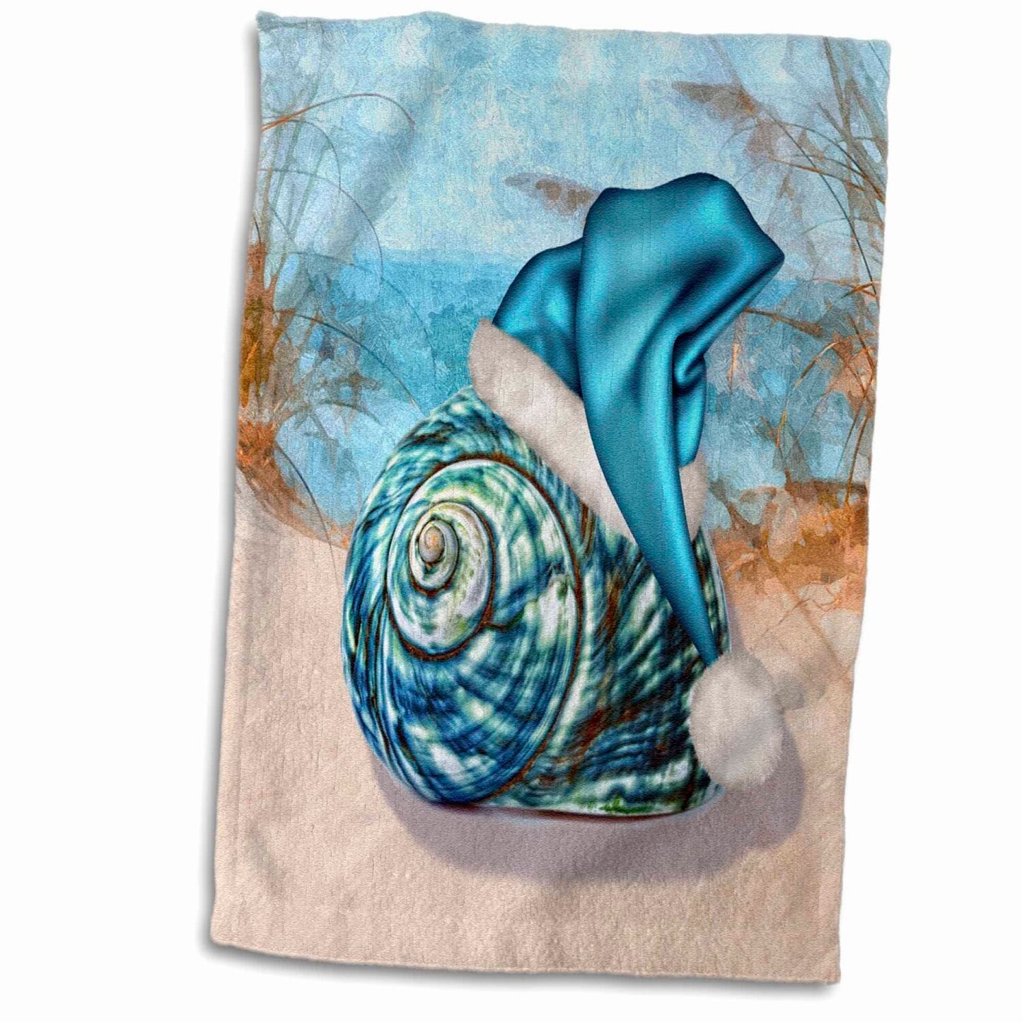 Coastal Seashell Blue Towel 15" x 22"