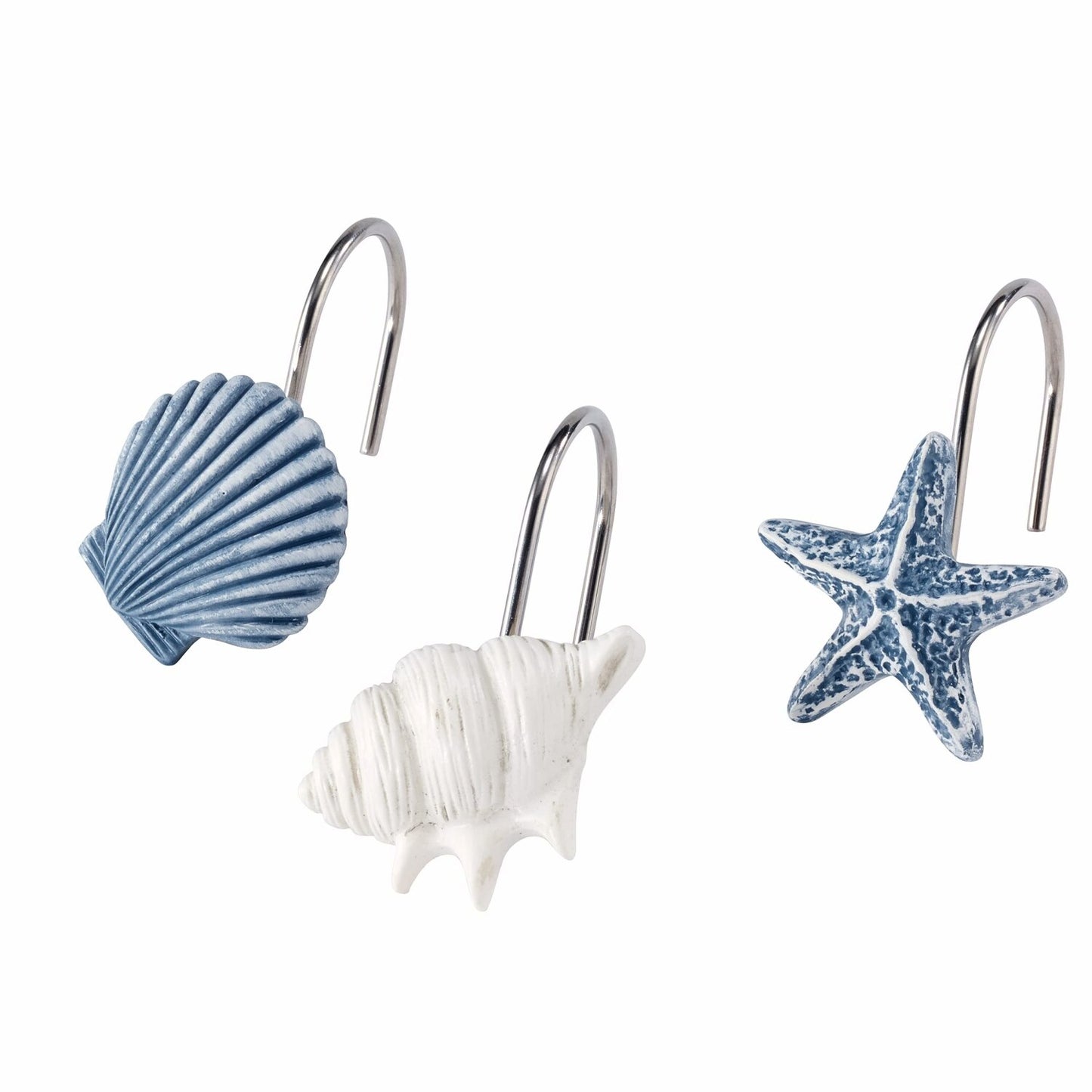 Beach Inspired Shower Curtain Hooks Set of 12