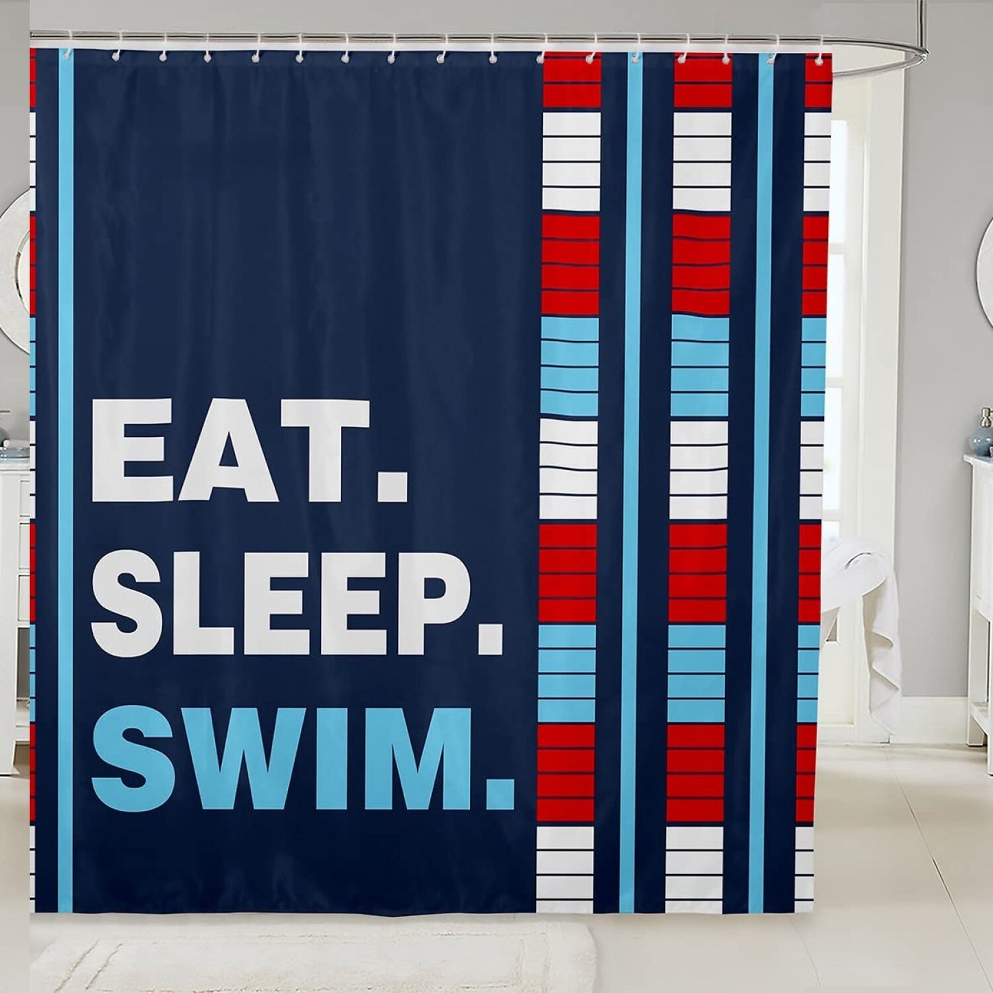 Kids Swimmer Water Sports Shower Curtain 72"x72"