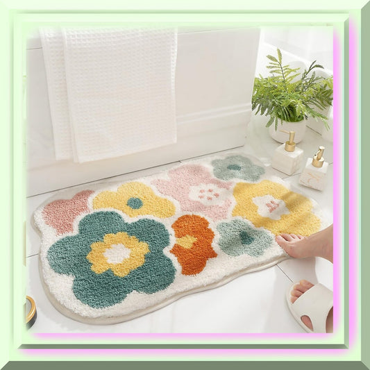 Flower Bath Rug 19.6 x 31.5 Inches Yellow